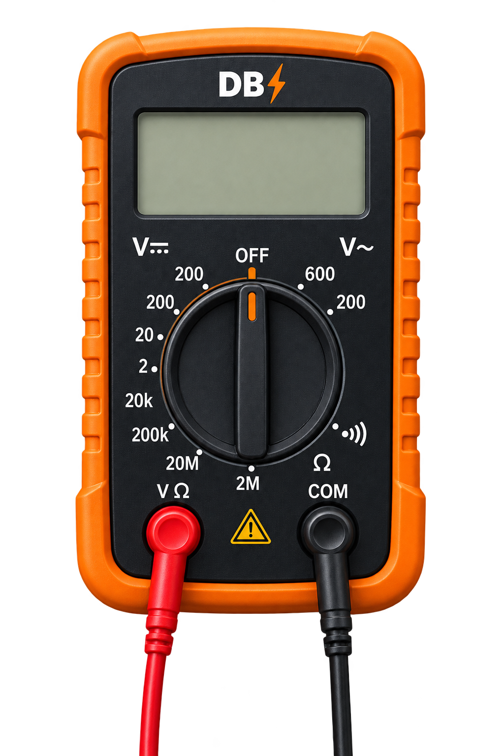 Digital multimeter with orange rubber housing